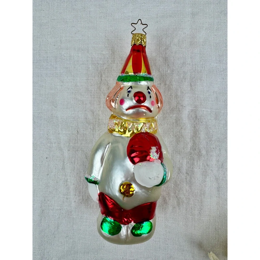 Vintage German Glass Sad Clown Christmas Ornament Hand Painted Made in Germany